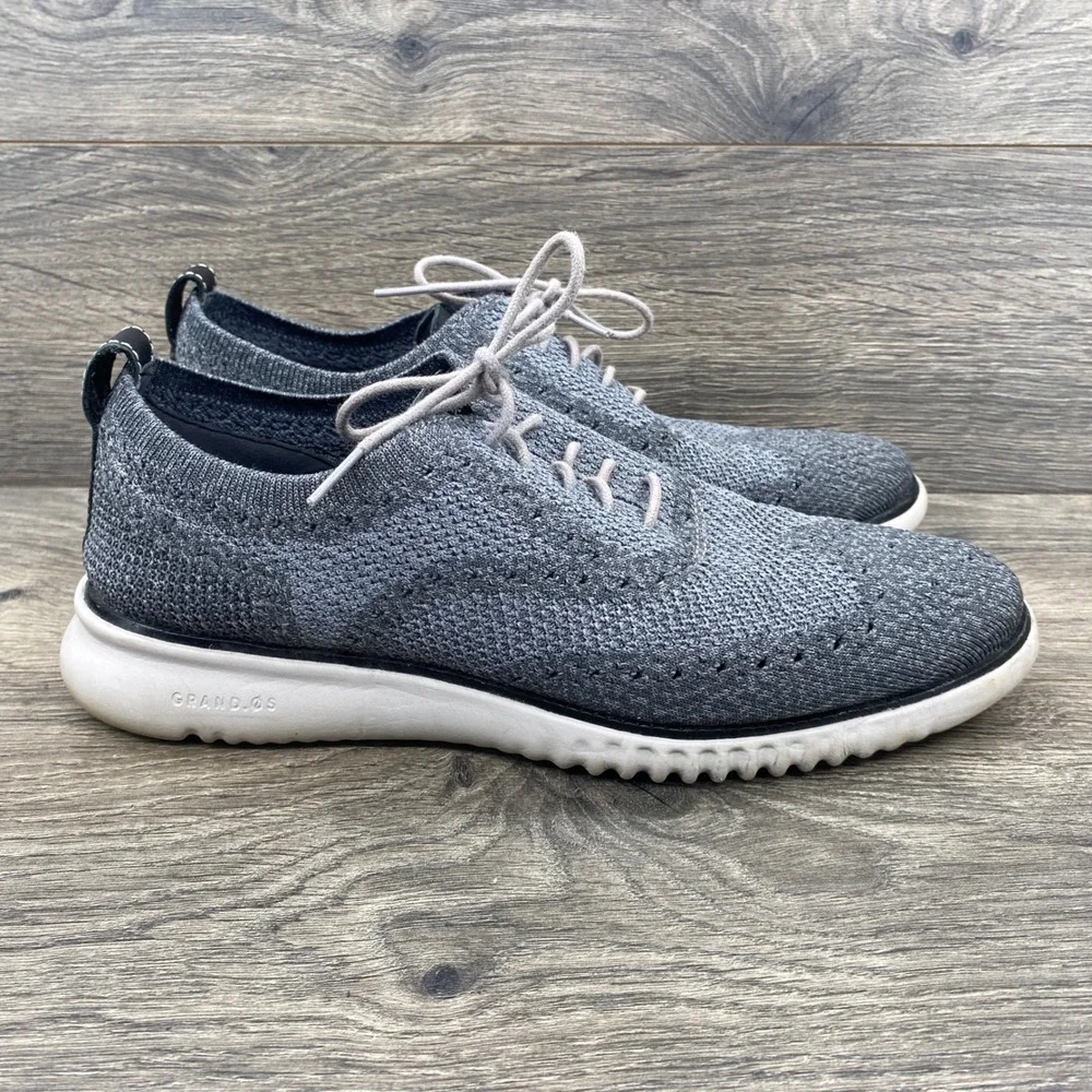 Cole Haan Zerogrand Wingtip Oxford Mens 9 Grey Stitchlite Knit C27566 Sneaker